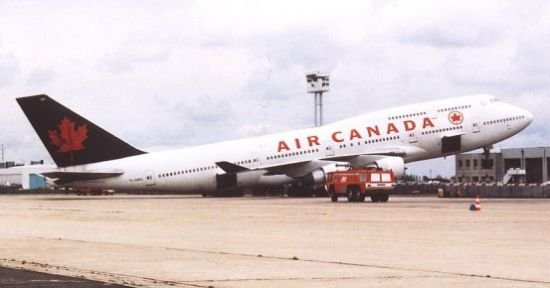 an ACA 747 tipped on its tail