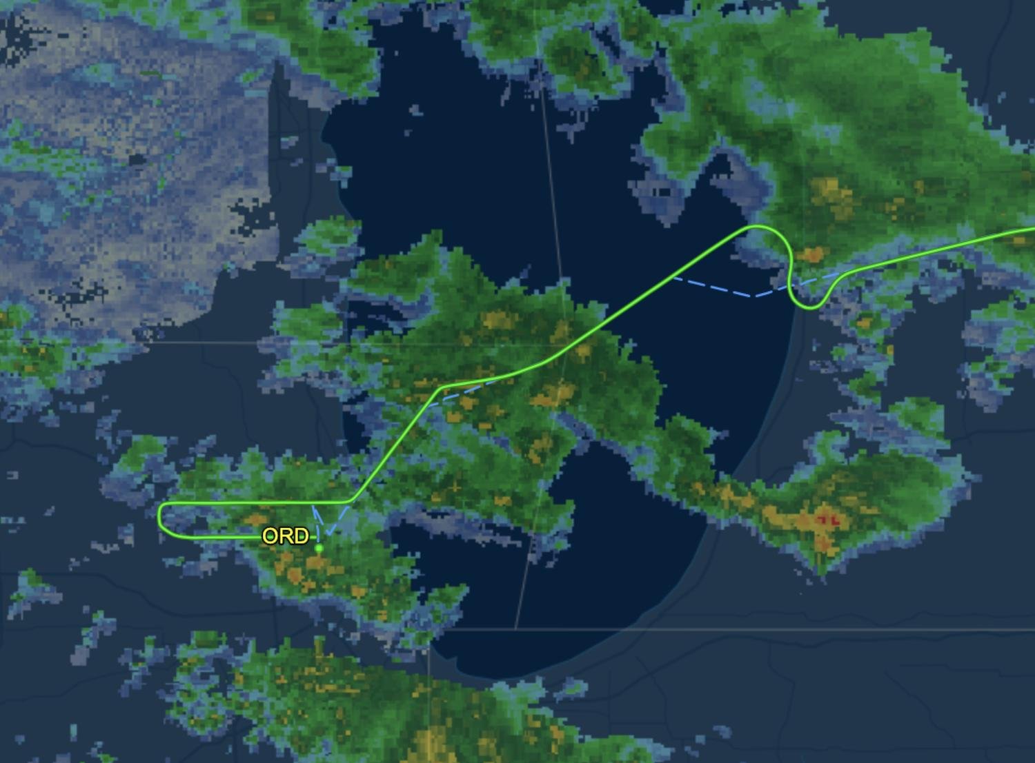 Flight path into Chicago